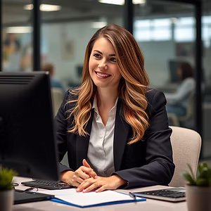 show a female sales agent working for incentive .jpg